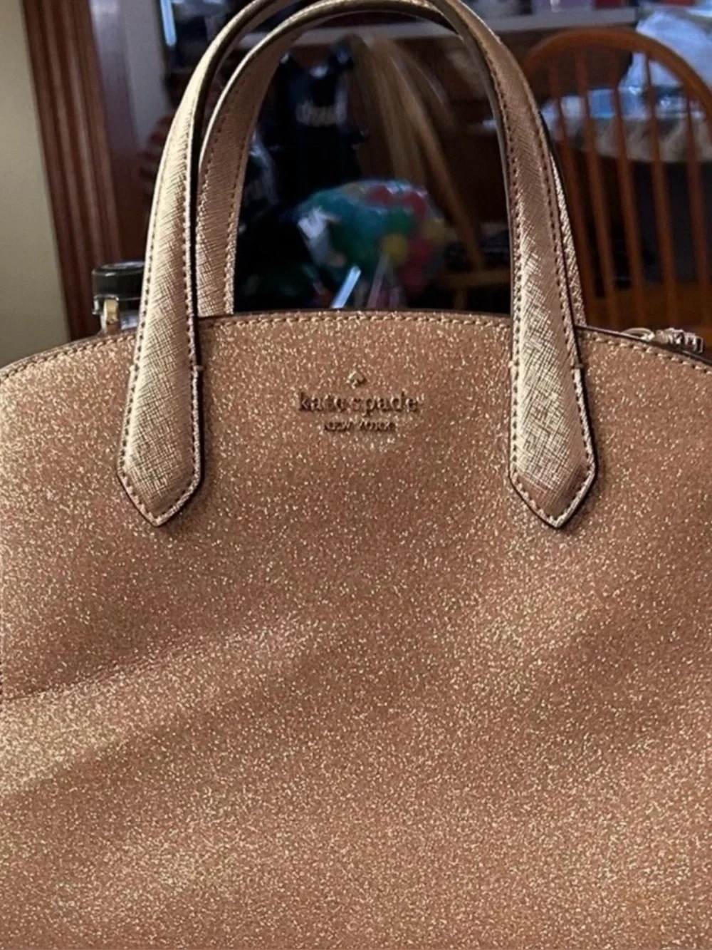 kate spade Rose Gold Glitter Dome Satchel Bag